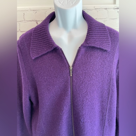 Croft & Barrow Purple Full Zip Cardigan Sweater.  100% Wool.  Size XL - Picture 2 of 7